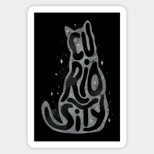 Curiosity Cat Typography by Tobe Fonseca Sticker